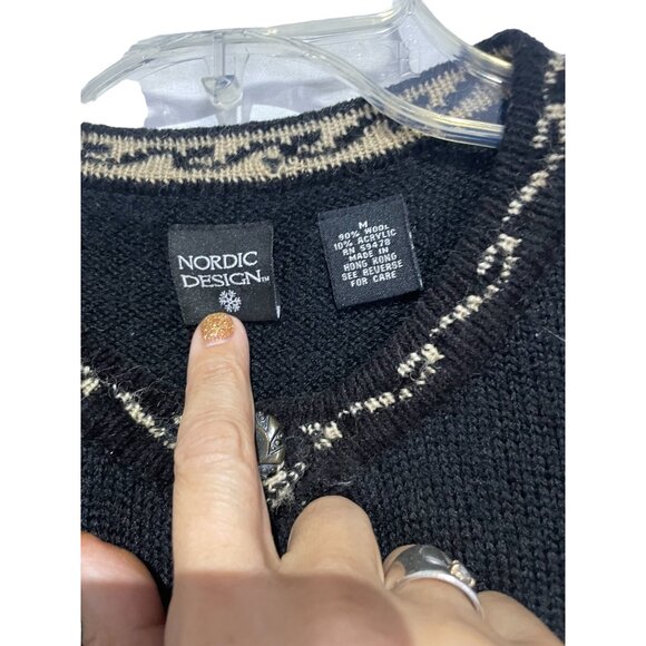 Boric Design Vintage Ornate Wool Blend Sweater M - Picture 6 of 6